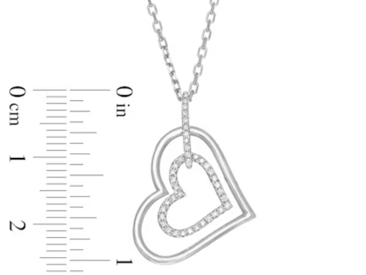 Vera Wang Love Collection 1/8 CT. T.W. Diamond Tilted Double Heart Outline Pendant in Sterling Silver - 19"