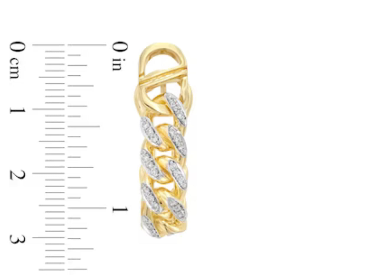 1/3 CT. T.W. Diamond Miami Cuban Chain Hoop Earrings in 18K White Gold