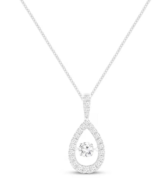Lab-Created Diamond Teardrop Necklace 1-1/2 ct tw 14K White Gold 19”