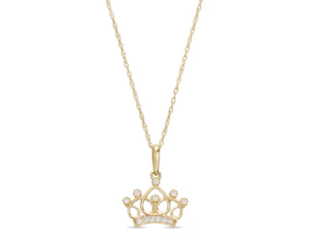 Child's Cubic Zirconia Crown Pendant in 14K Gold – 15"