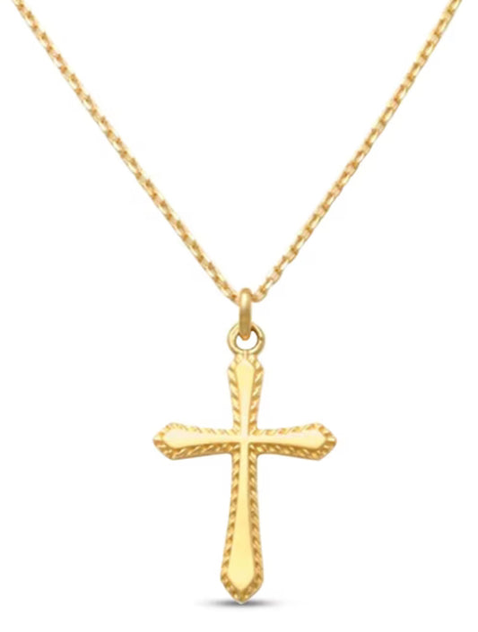 Children's Cross Necklace 14K Yellow Gold 15"