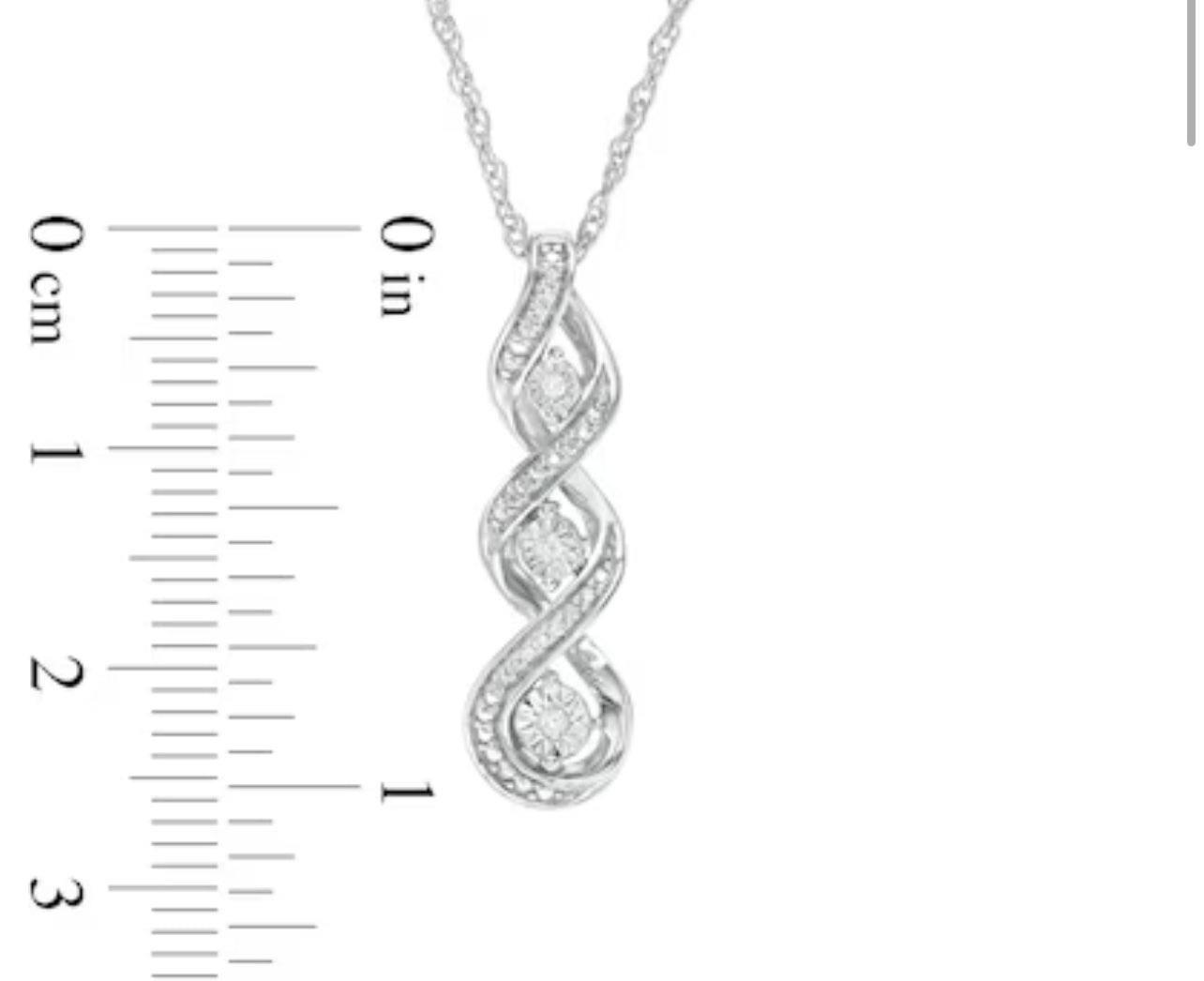 Diamond Accent Linear Three Stone Cascading Infinity Pendant in Sterling Silver