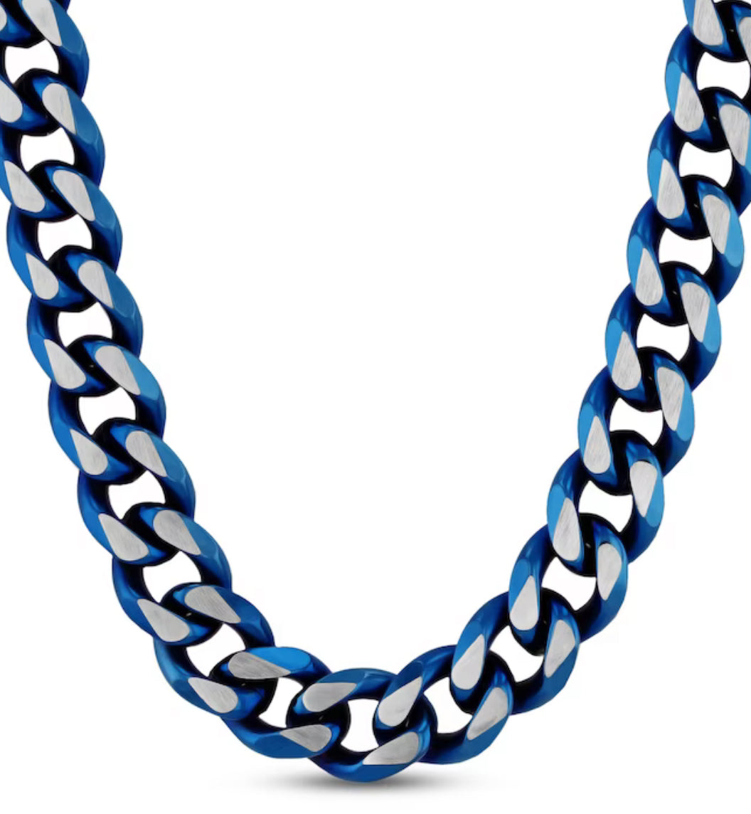 Chain Necklace Stainless Steel/Blue Ion Plating 24"