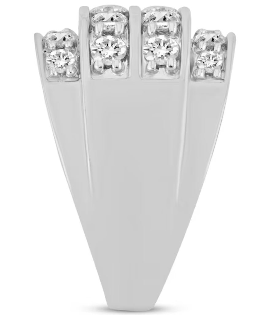 Men's Diamond Four-Row Angled Ring 3 ct tw 10K White Gold