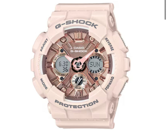 Ladies' Casio G-Shock Pink Resin Strap Watch with Rose-Tone Dial