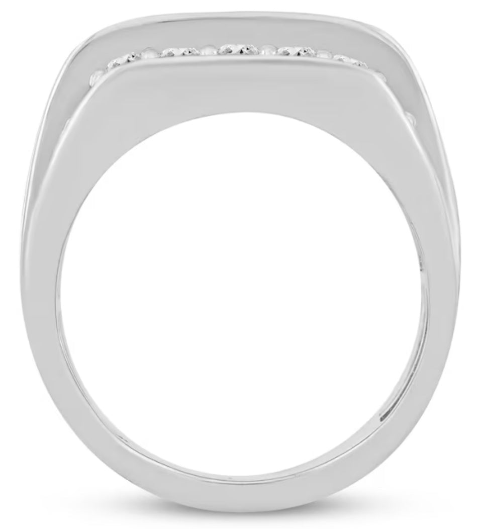 Men's Diamond Four-Row Angled Ring 3 ct tw 10K White Gold