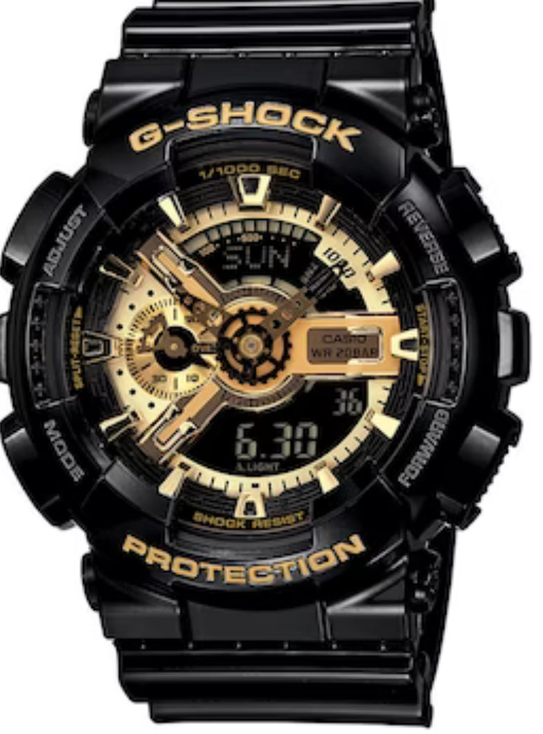 Men's Casio G-Shock Classic Resin Strap Watch with Black and Gold-Tone Dial