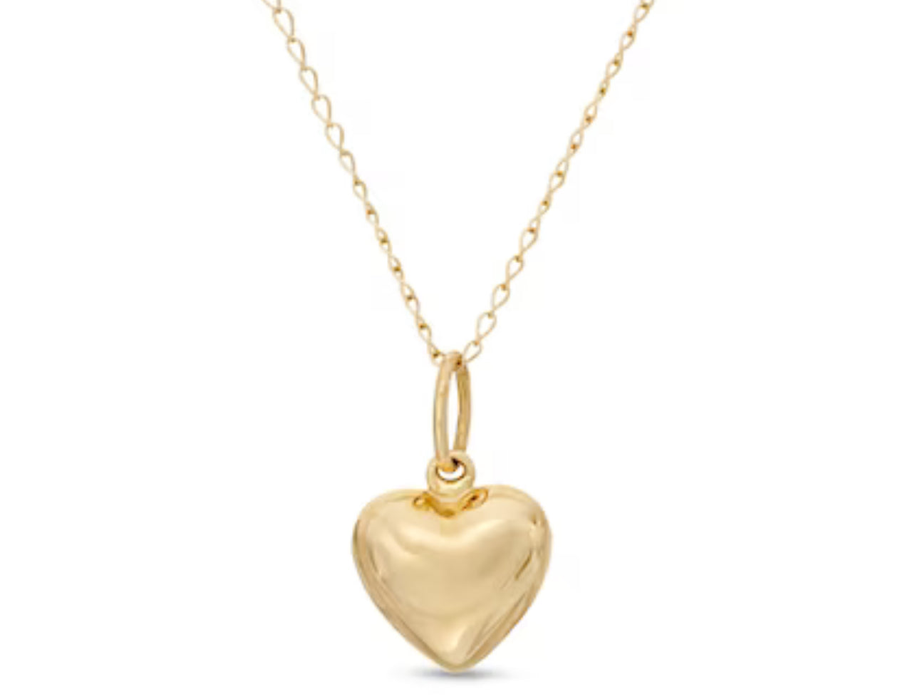 Child's Puffed Heart Pendant in 14K Gold - 13"