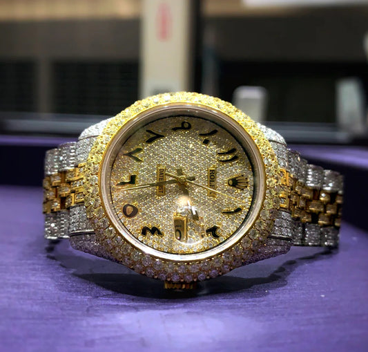 Rolex Datejust iced out Yellow gold/ Stainless steel Jubilee with Iced out Arabic Numeral Diamond dial