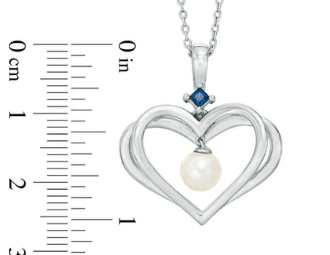 The Kindred Heart from Vera Wang Love Collection Cultured Freshwater Pearl and Sapphire Pendant in Sterling Silver - 19"
