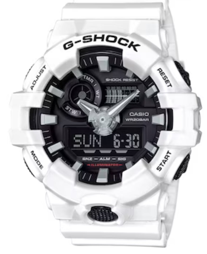 Men's Casio G-Shock Classic White Resin Strap Watch with Black Dial