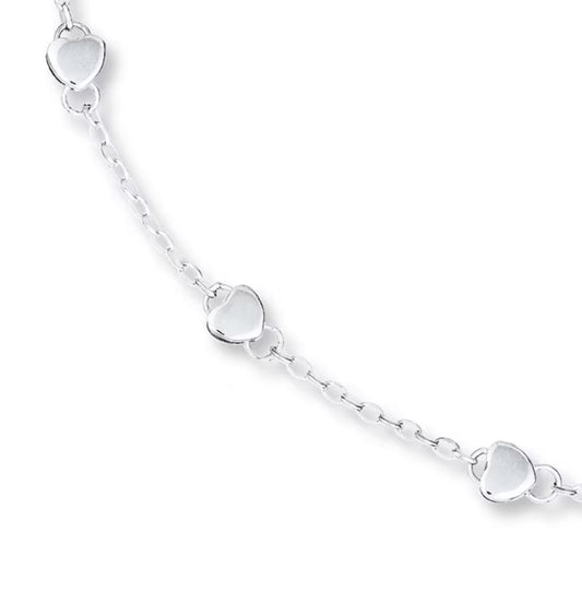 Child's Heart Bracelet Sterling Silver 6"