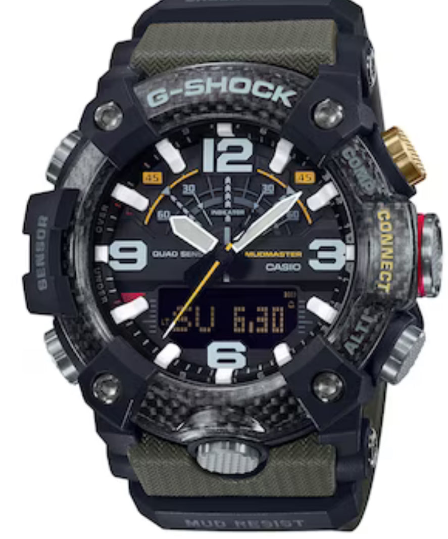 Men's Casio G-Shock Master of G MUDMASTER Green Strap Watch with Black Dial