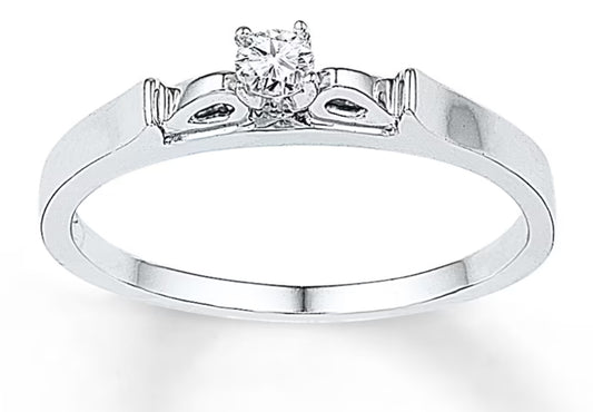 Diamond Promise Ring 1/10 Carat Round-cut Sterling Silver