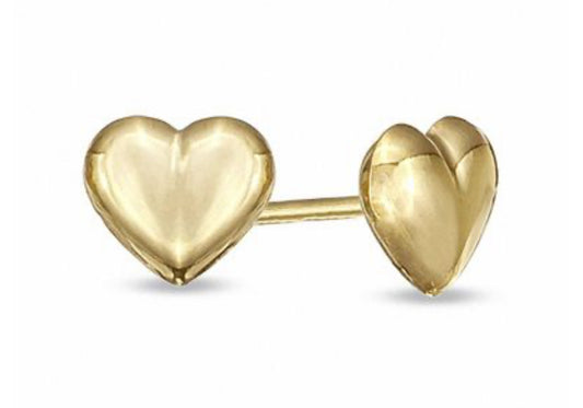 Child's Puffy Heart Stud Earrings in 14K Gold