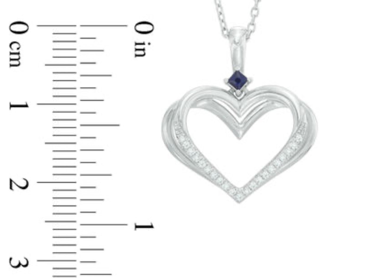 The Kindred Heart from Vera Wang Love Collection Diamond Accent and Blue Sapphire Pendant in Sterling Silver