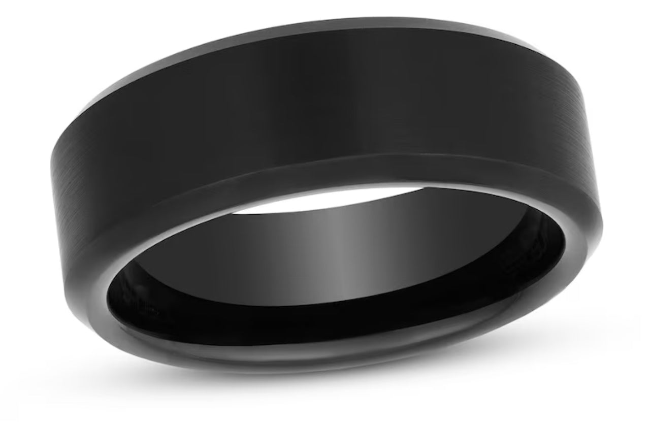 8mm Wedding Band Tungsten Carbide Black PVD