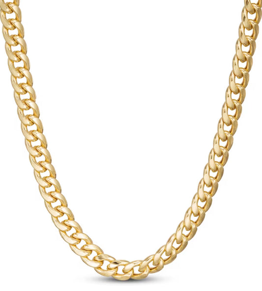 Hollow Cuban Chain Necklace 10K Yellow Gold 24"