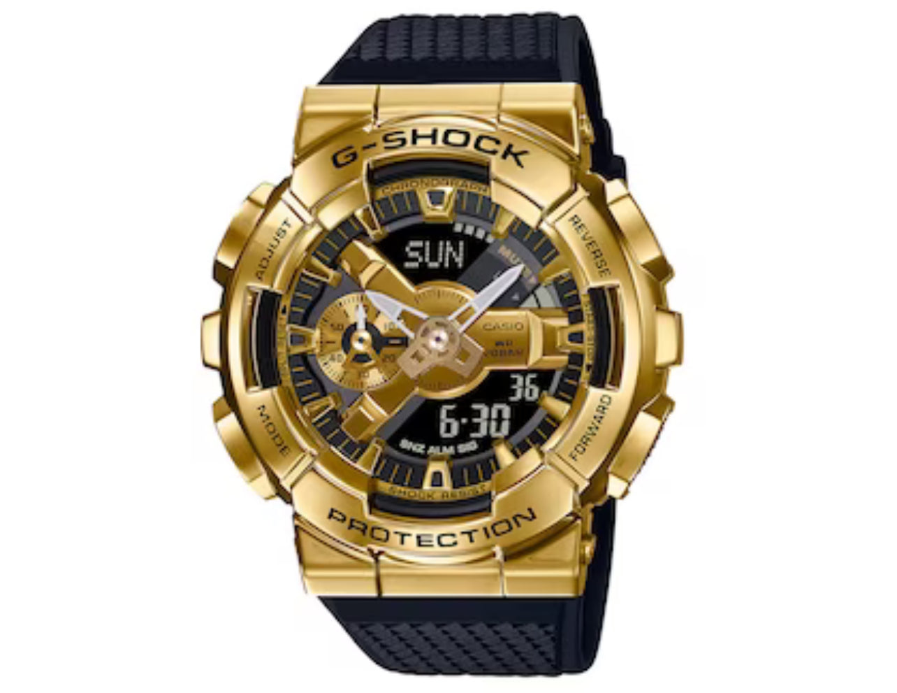 Men's Casio G-Shock Classic Gold-Tone Black Resin Strap Watch with Black and Gold-Tone Dial