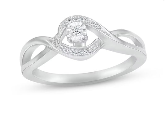 Diamond Twist Promise Ring 1/15 ct tw Round-cut Sterling Silver