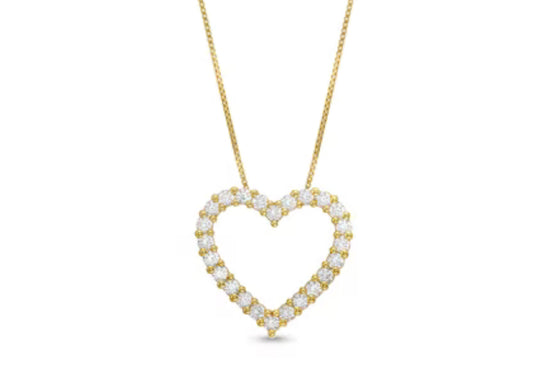 1 CT. T.W. Certified Lab-Created Diamond Outline Heart Pendant in 10K Gold (I/I1)