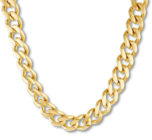 Solid Curb Chain Necklace 6mm Yellow Ion-Plated Stainless Steel 22"