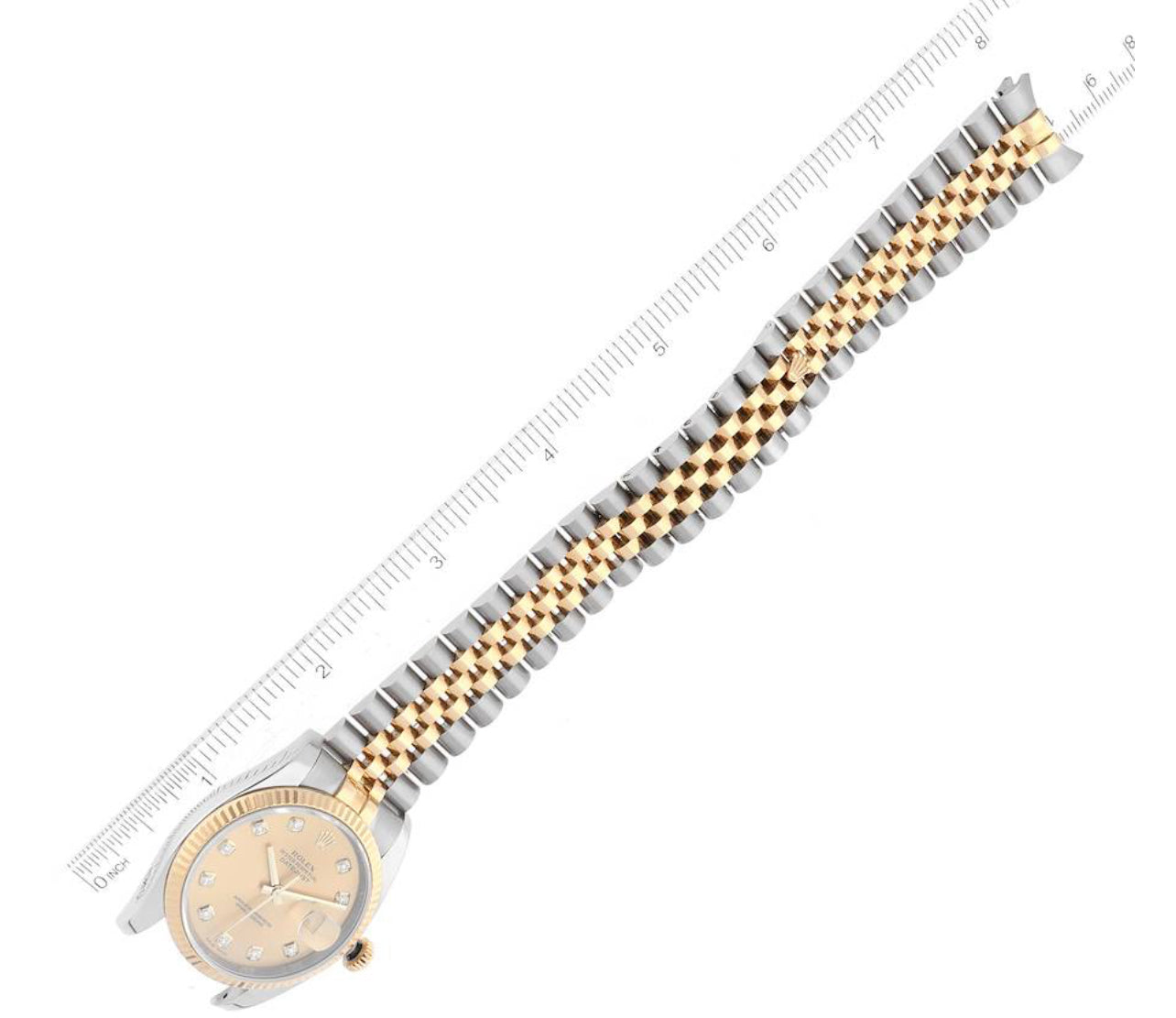 Rolex Datejust Steel Yellow Gold Champagne Diamond Dial Mens Watch 116233
